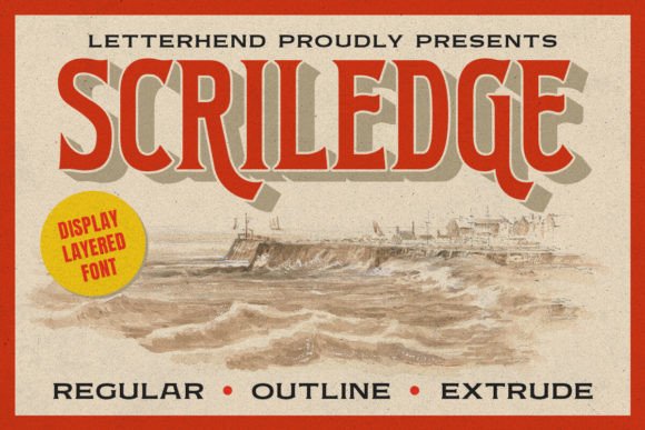 Scriledge: A Vintage 3D Display Font for Digital Design